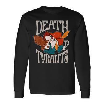Death To Tyrants Retro Rabbit Meme Long Sleeve T-Shirt - Thegiftio UK