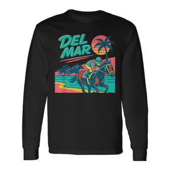 Del Mar 競馬 サラブレッドサンタアニタ競馬選手 長袖Tシャツ - Kawaiitshirt
