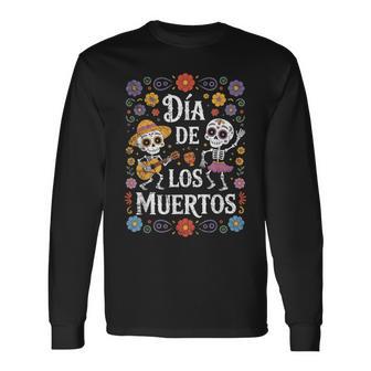 Dia De Los Muertos Calavera Day Dead Guitarequelette Dansante T-shirt à manches longues - Cadeauxyz