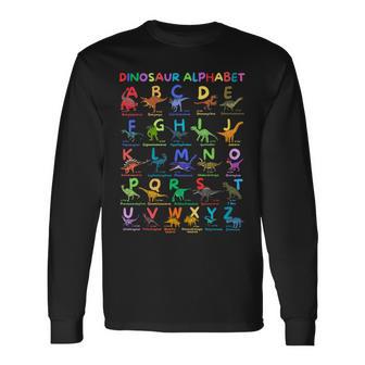Dinosaur Alphabet A-Z Dino Abc Chart Future Paleontologist Long Sleeve T-Shirt - Thegiftio UK