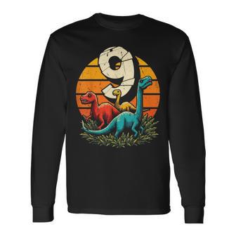 Dinosaurio Trex 9 Años Niño Niña 9 Cumpleaños Camiseta de manga larga - Regaloses