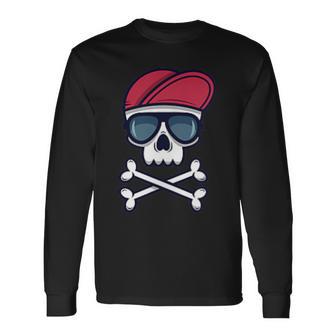 Diseño Genial De Patines Callejeros Con Forma De Calavera Cruzada In Mangas Camiseta de manga larga - Regaloses