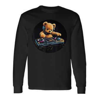 Divertido Oso De Peluche Con Disfraz De Cabina De Dj Camiseta de manga larga - Regaloses