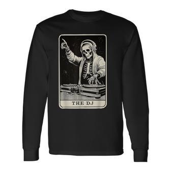The Dj Tarot Card Skeleton Music Deck Party Major Arcana Long Sleeve T-Shirt - Thegiftio UK