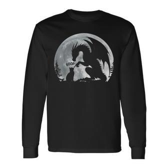 Dragon Boop Cat Under Full Moon Cute Fantasy Night Long Sleeve T-Shirt - Thegiftio UK