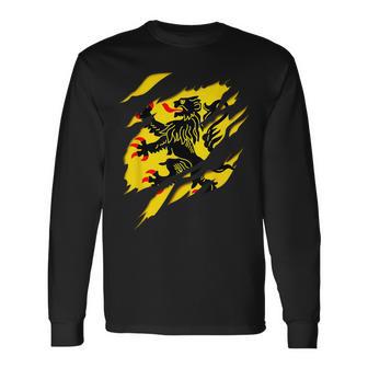 Drapeau Nord Pas De Calais Blason Déchiré À Effet 3D France T-shirt à manches longues - Cadeauxyz