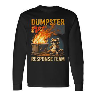 Dumpster Fire Response Team Trash Raccoon Drinking Campfire Long Sleeve T-Shirt - Thegiftio