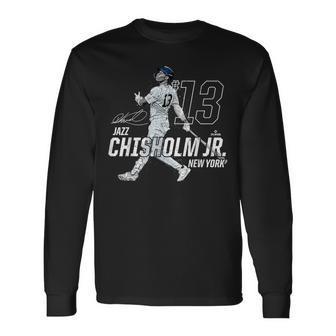 Dynamic Pose Jazz Chisholm Jr New York Baseball Mlbpa 長袖Tシャツ - Kawaiitshirt