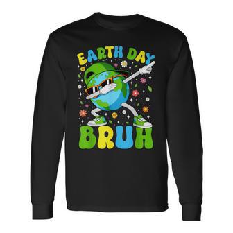 Earth Day Bruh Dabbing Earth Planet Environment Boy Long Sleeve T-Shirt - Thegiftio UK
