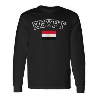 Egypt Flag Vintage Distressed Retro Heritage Long Sleeve T-Shirt - Thegiftio UK