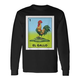 El Gallo Card Mexican Lottery The Rooster Mexico Culture Long Sleeve T-Shirt - Monsterry