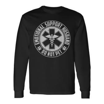 Emotional Support Husband Do Not Pet Dog Lover Couples Long Sleeve T-Shirt - Thegiftio