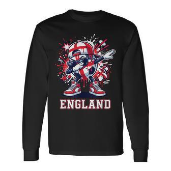 England Dabbing Soccer Ball Graffiti English Football Father Long Sleeve T-Shirt - Thegiftio