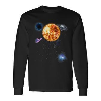 Espacioistemaolar Universo Astronauta Galaxia Planeta Camiseta de manga larga - Regaloses