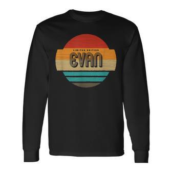 メンズ Evan 名称 レトロ・ヴィンテージ・サンセット 限定版 長袖Tシャツ - Kawaiitshirt