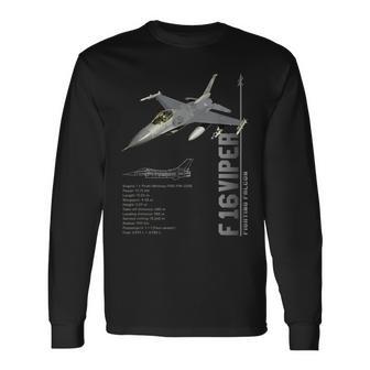 F-16 バイパー ファイティング ファルコン ジェット戦闘機仕様 長袖Tシャツ - Kawaiitshirt