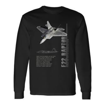 F-22 ラプター ジェット戦闘機仕様 長袖Tシャツ - Kawaiitshirt