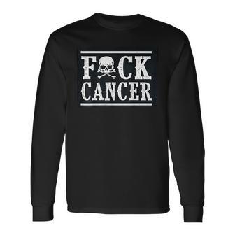 F Cancer Skull And Crossbones Skeleton Breast Cancer Long Sleeve T-Shirt - Thegiftio UK