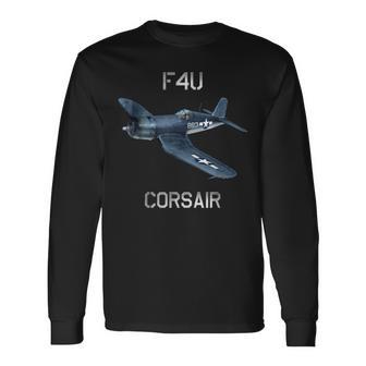 F4u コルセア ヴィンテージ Us Ww2 ウォーバード戦闘機 長袖Tシャツ - Kawaiitshirt