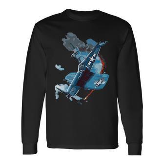 Famosos Aviones Ww2 F4u Air A Combate Aéreo Camiseta de manga larga - Regaloses
