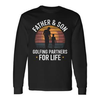 Father Son Golfing Partners Family Golf Matching Dad Golfer Long Sleeve T-Shirt - Thegiftio UK