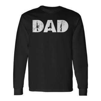 Fathers Day Dad Bold Silhouettes Cool Graphic Papa Daddy Men Long Sleeve T-Shirt - Thegiftio UK