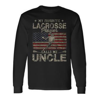 My Favorite Lacrosse Player Calls Me Uncle Father's Day Long Sleeve T-Shirt | Seseable UK