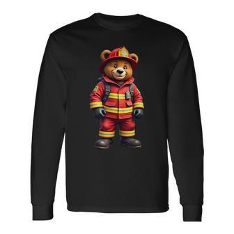 Feuerwehr Bär Geschenkidee Feuerwehrleute Firefighter Bear Langarmshirts - Seseable