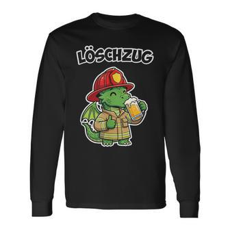 Feuerwehr Drache Mit Bier Löschzug Lustiges Feuerwehrteam Langarmshirts - Seseable