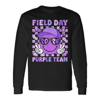 Field Day 2026 Purple Team Smile Face Sports School Boy Kids Long Sleeve T-Shirt - Thegiftio