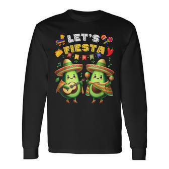 Lets Fiesta 5 De Mayo ポンチョ アボカド メキシカン パーティー メンズ レディース 長袖Tシャツ - Kawaiitshirt