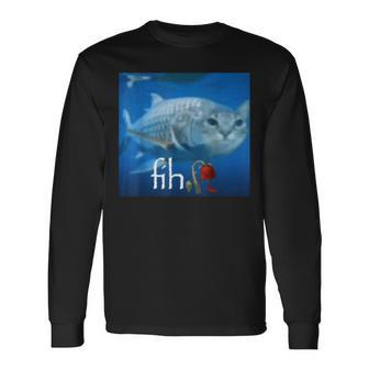 Fih Meme Cat Fish Ai Fish Cat Meme Trend Fih Long Sleeve T-Shirt | Mazezy