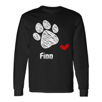 Finn Dog Paw Best Puppy Dog Finn Dog Lover 長袖Tシャツ - Kawaiitshirt