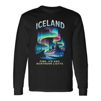 Fire Northern Light Scandinavia Viking Icelandic Iceland Long Sleeve T-Shirt - Thegiftio