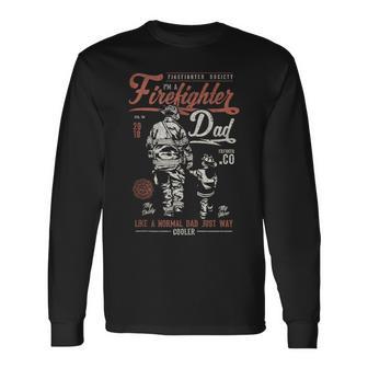 Firefighter Dad Vintage Fireman Father Long Sleeve T-Shirt | Seseable UK