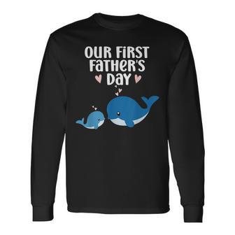 Our First Fathers Day New Dad & Baby Matching Cute Whale Long Sleeve T-Shirt - Monsterry UK