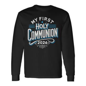My First Holy Communion 2026 Celebrate With Faith Communion Long Sleeve T-Shirt - Monsterry UK