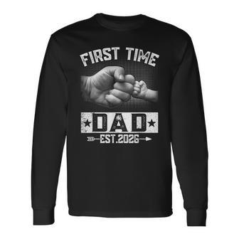 First Time Dad Est 2026 Fist Bump New Daddy Father's Day Long Sleeve T-Shirt - Thegiftio UK