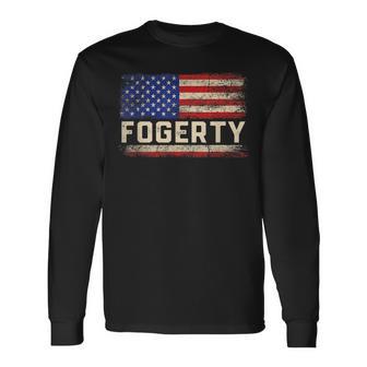 Fogerty Last Name Fogerty Name American Flag Long Sleeve T-Shirt - Thegiftio UK