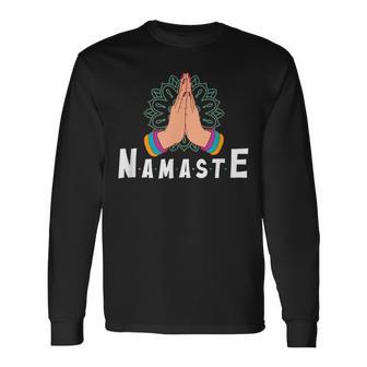 Fold Your Hands 瞑想 ナマステ 長袖Tシャツ - Kawaiitshirt