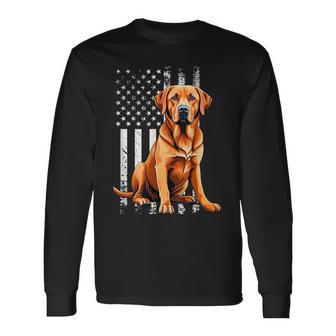 Fox Red Labrador Owner Dog Usa Flag Long Sleeve T-Shirt - Thegiftio UK