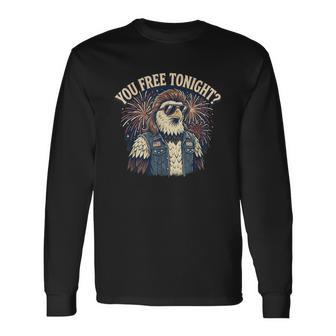 You Free Tonight Mullet Bald Eagle 4Th Of July Humor Long Sleeve T-Shirt - Thegiftio UK