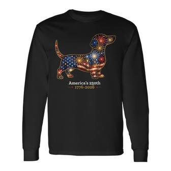 Freedom Crew Americas 250Th 1776-2026 Dachshund Dog American Long Sleeve T-Shirt - Thegiftio UK