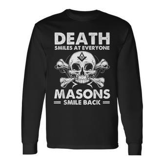 Freemasonkull Quote Deathmiles Mason ユーモア フリーメイソン 長袖Tシャツ - Kawaiitshirt