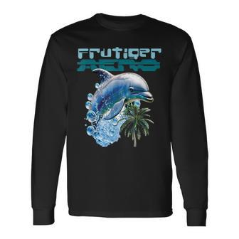 Frutiger Aeroplashy Dolphin Y2k 美的グラフィックデザイン 長袖Tシャツ - Kawaiitshirt