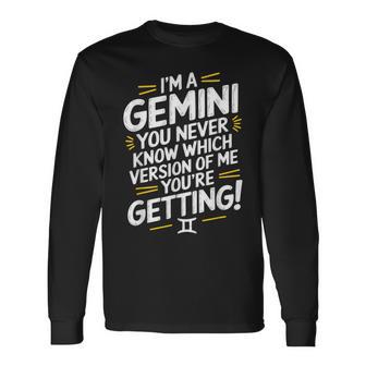 Gemini Zodiac Sign Birthday Horoscope Astrology Long Sleeve T-Shirt - Monsterry