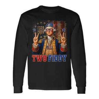 George Washington Middle Finger Two Fiddy 2 Fiddy Long Sleeve T-Shirt - Thegiftio UK