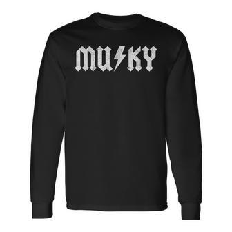 Musky Fishing Vintage Rock Music Band Father's Day Long Sleeve T-Shirt - Thegiftio UK
