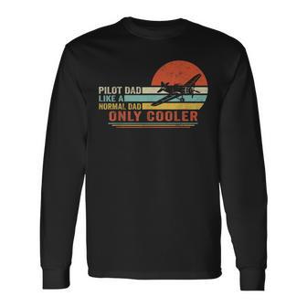 Pilot Dad Airplane Aviation Aircraft Father's Day Men Long Sleeve T-Shirt | Seseable UK