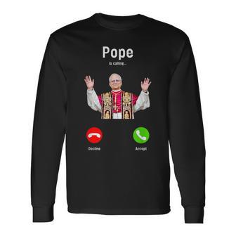 Pope Leo Xiv Is Calling Catholic Humor メンズ レディース 長袖Tシャツ - Kawaiitshirt
